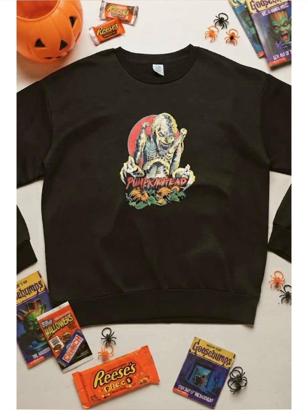 Pumpkinhead Crewneck Graphic Print Long Sleeve Pullover Sweatshirt